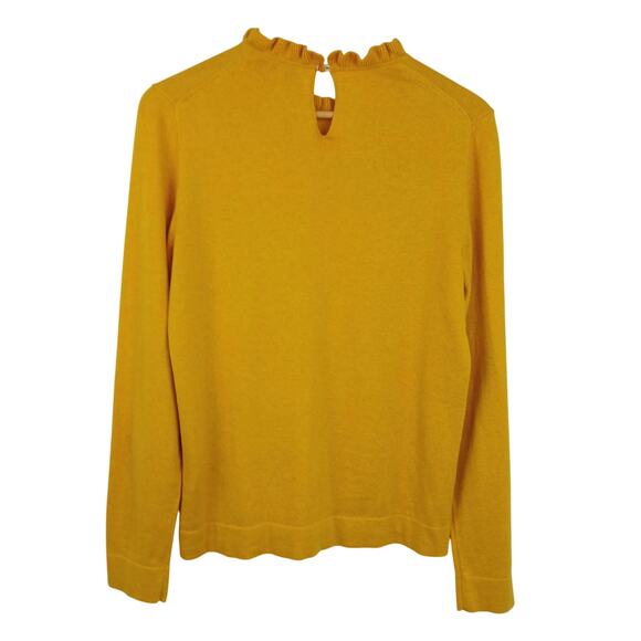 J.Crew Women's SZ M Cotton Ruffleneck Sweater Yellow AS298 NWT - Picture 4 of 6